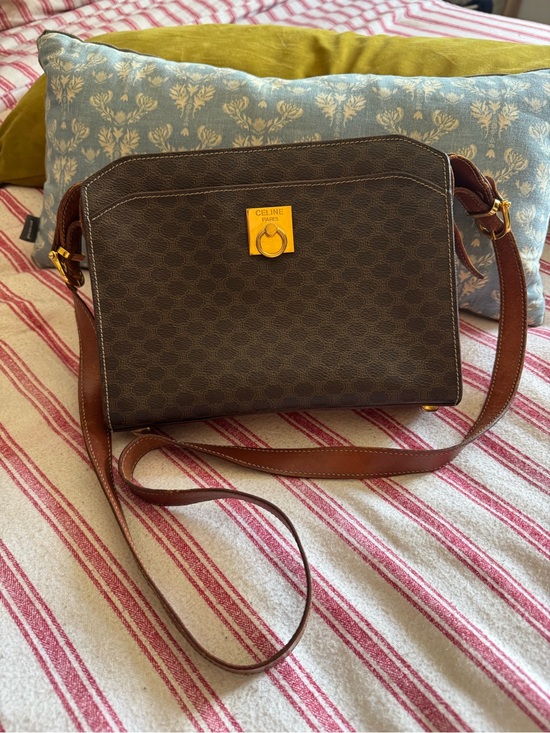 Celine Handbags - Celine vintage Brown Monogram Crossbody Bag with Gold Hardware